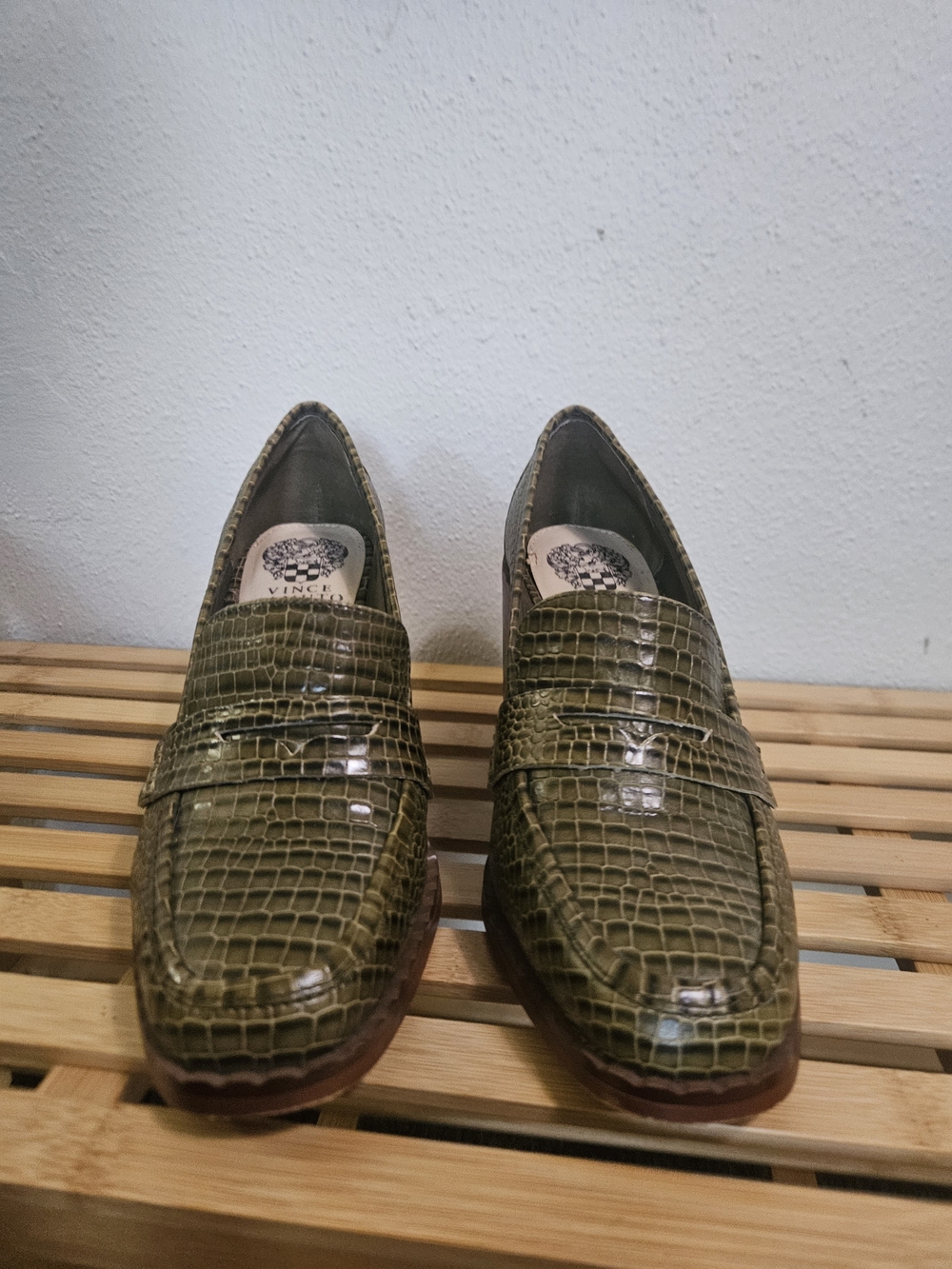 Vince Camuto Olive Croc-Embossed Women's Heels